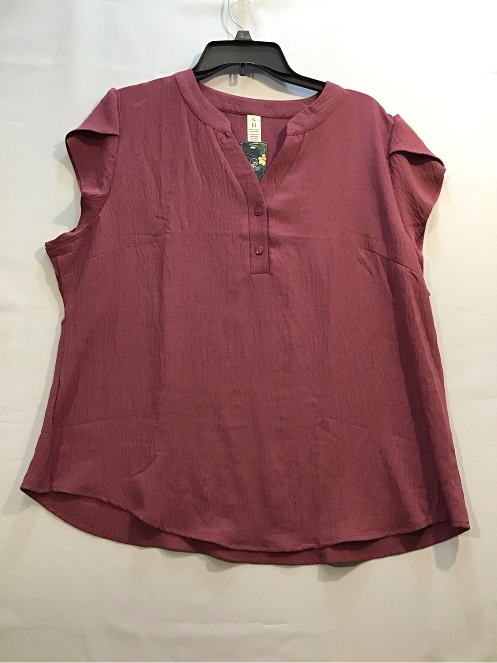 129 Women’s Short Sleeve Split-Neck Tunic in Dusty Rose